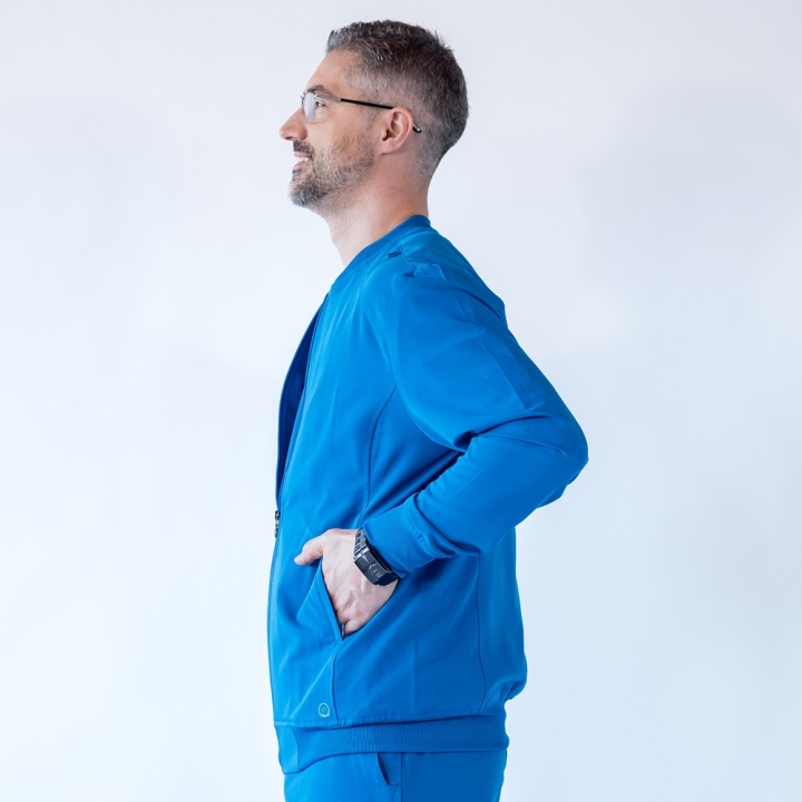 Jacheta medicala cu fermoar Lotus Flex, stretch, albastru royal, TRS-JK10 - imagine 5