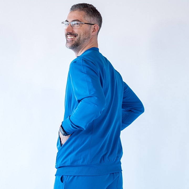 Jacheta medicala cu fermoar Lotus Flex, stretch, albastru royal, TRS-JK10 - imagine 6