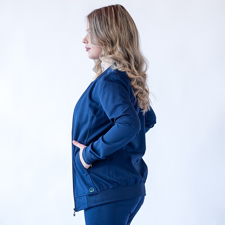 Jacheta medicala cu fermoar Lotus Flex, stretch, bleumarin, TRS-JK10 - imagine 2