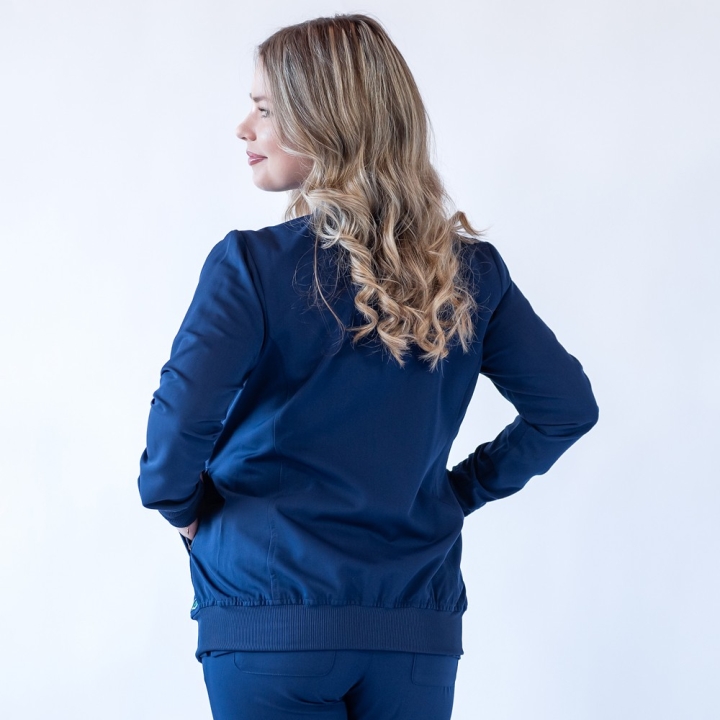 Jacheta medicala cu fermoar Lotus Flex, stretch, bleumarin, TRS-JK10 - imagine 3