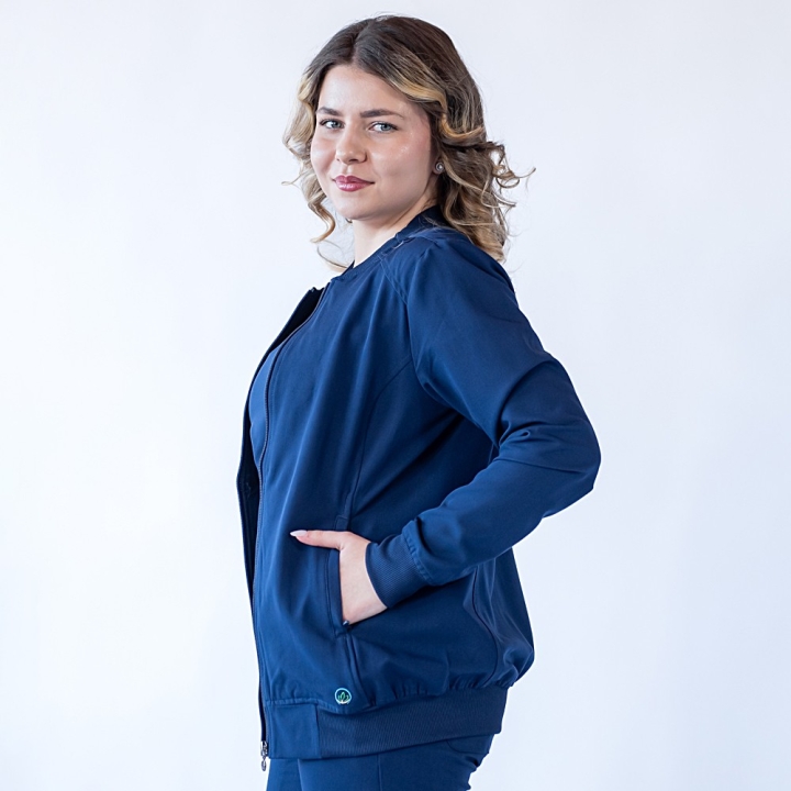 Jacheta medicala cu fermoar Lotus Flex, stretch, bleumarin, TRS-JK10 - imagine 5