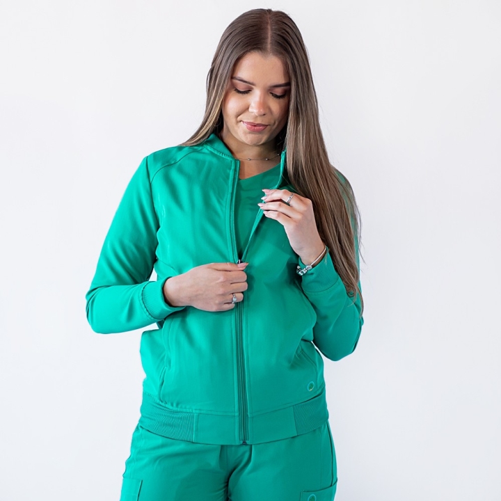 Jacheta medicala cu fermoar Lotus Flex, stretch, verde chirurgical, TRS-JK10 - imagine 6
