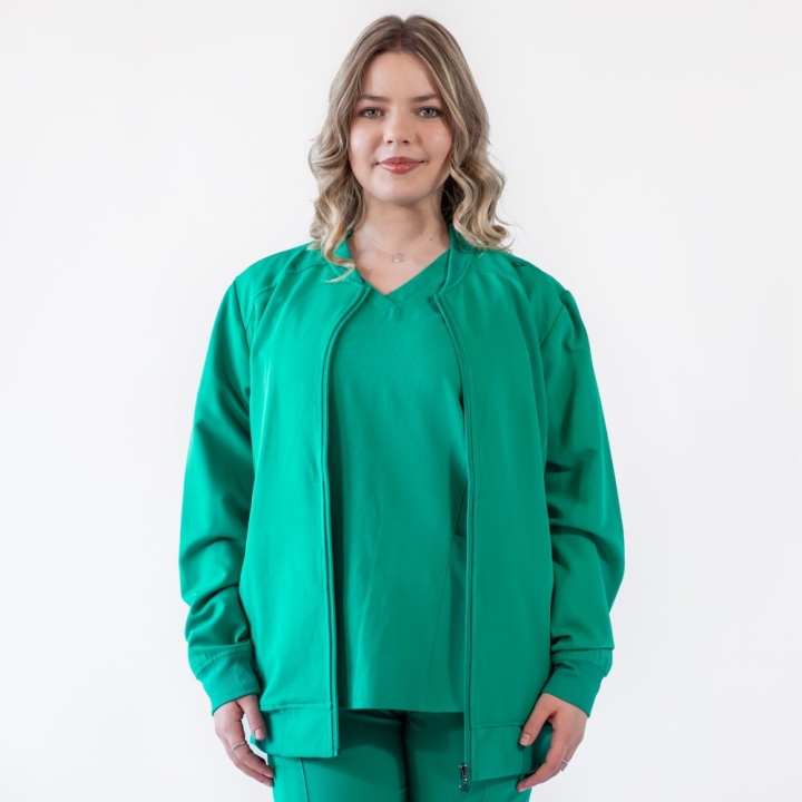 Jacheta medicala cu fermoar Lotus Flex, stretch, verde chirurgical, TRS-JK10 - imagine 9