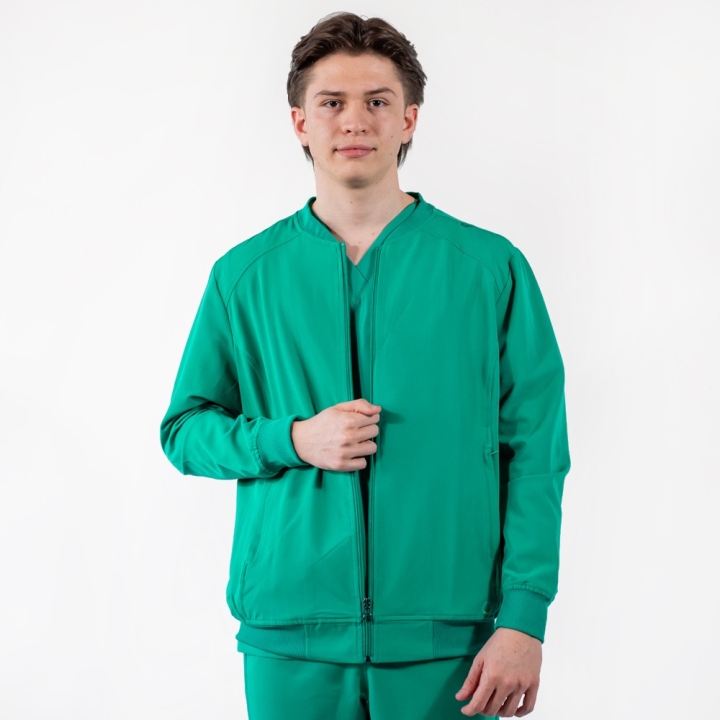 Jacheta medicala cu fermoar Lotus Flex, stretch, verde chirurgical, TRS-JK10 - imagine 1
