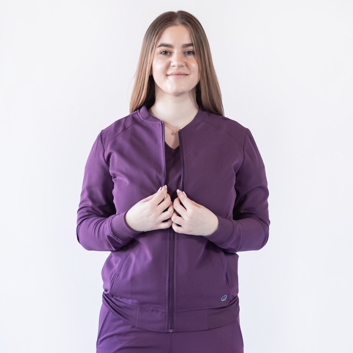 Jacheta medicala cu fermoar Lotus Flex, stretch, wine, TRS-JK10 - imagine 1