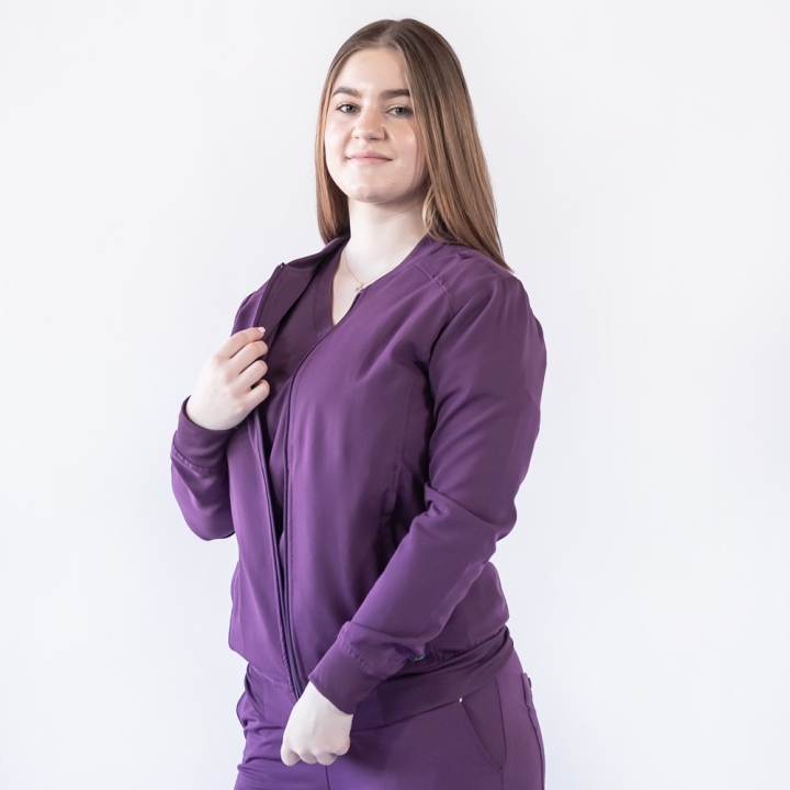 Jacheta medicala cu fermoar Lotus Flex, stretch, wine, TRS-JK10 - imagine 2