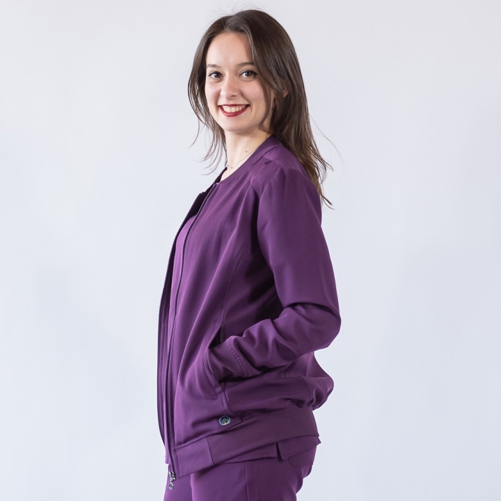 Jacheta medicala cu fermoar Lotus Flex, stretch, wine, TRS-JK10 - imagine 4