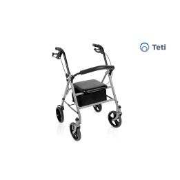 Rolator pliabil din otel, cu 4 roti, gri - RP686A