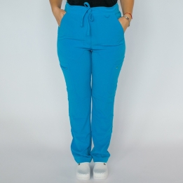 Pantaloni medicali Lotus Flex, stretch, cu elastic si snur, albastru deschis, TS-SP6