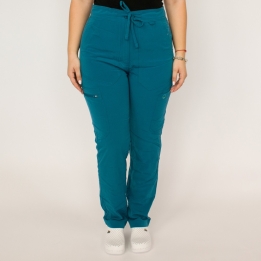 Pantaloni medicali Lotus Flex, stretch, cu elastic si snur, turcoaz inchis, TS-SP6