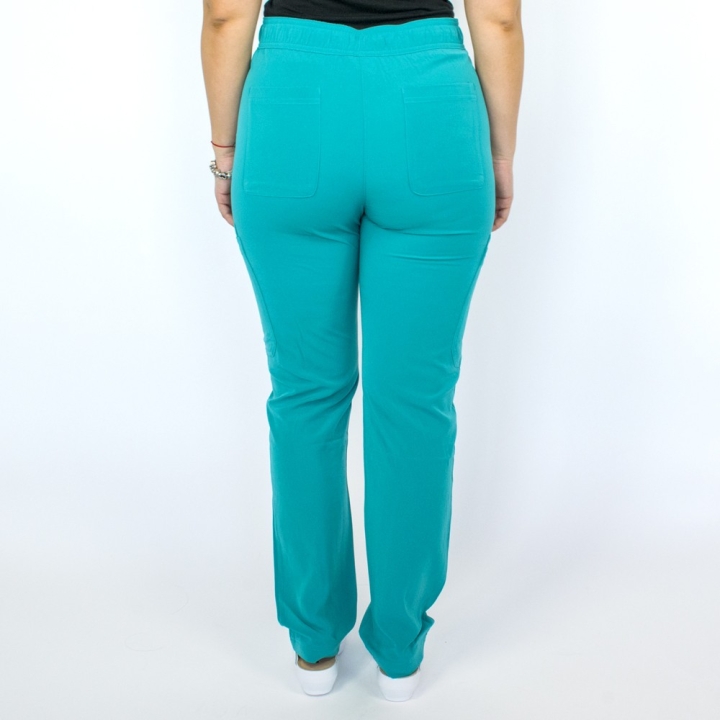 Pantaloni medicali Lotus Flex, stretch, cu elastic si snur, aqua, RTS-SP6 - imagine 4