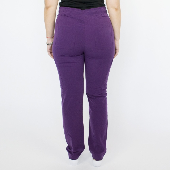 Pantaloni medicali Lotus Flex, stretch, cu elastic si snur, wine, RTS-SP6 - imagine 4