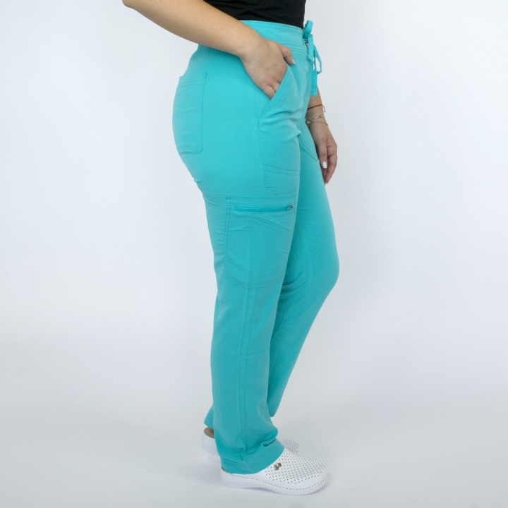 Pantaloni medicali Lotus Flex, stretch, cu elastic si snur, sea frost, RTS-SP6 - imagine 2