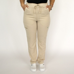 Pantaloni medicali Lotus Flex, stretch, cu elastic si snur, bej, RTS-SP6
