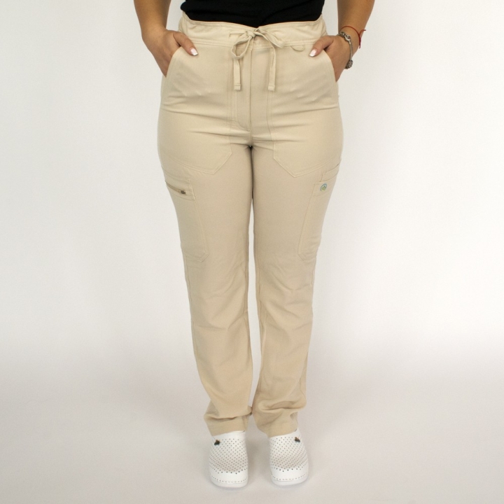 Pantaloni medicali Lotus Flex, stretch, cu elastic si snur, bej, RTS-SP6 - imagine 1
