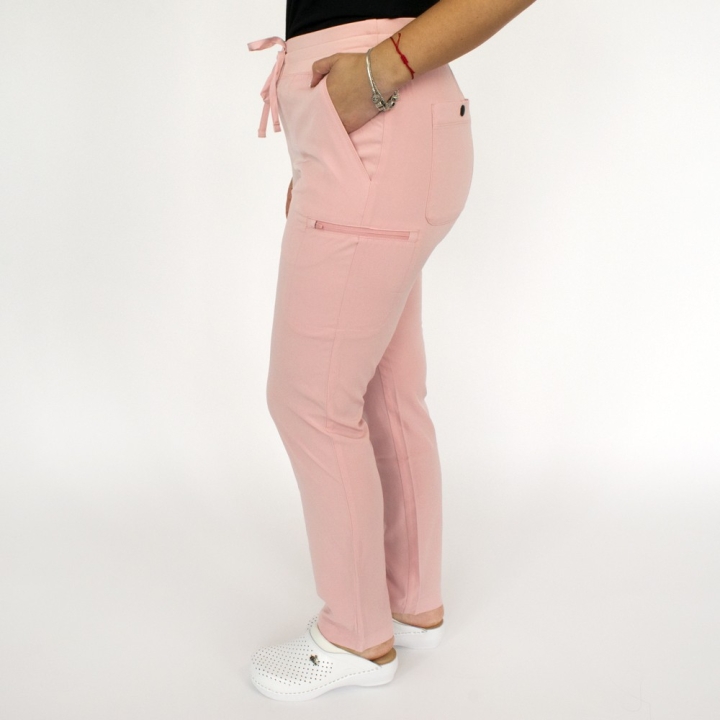 Pantaloni medicali Lotus Flex, stretch, cu snur, roz prafuit, RTS-SP3 - imagine 3