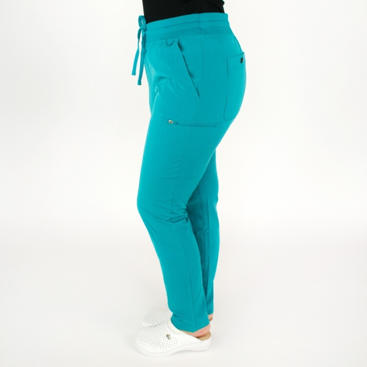 Pantaloni medicali Lotus Flex, stretch, cu snur, aqua, RTS-SP3 - imagine 3