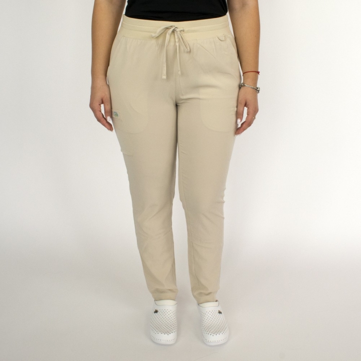 Pantaloni medicali Lotus Flex, stretch, cu snur, bej, RTS-SP3 - imagine 1