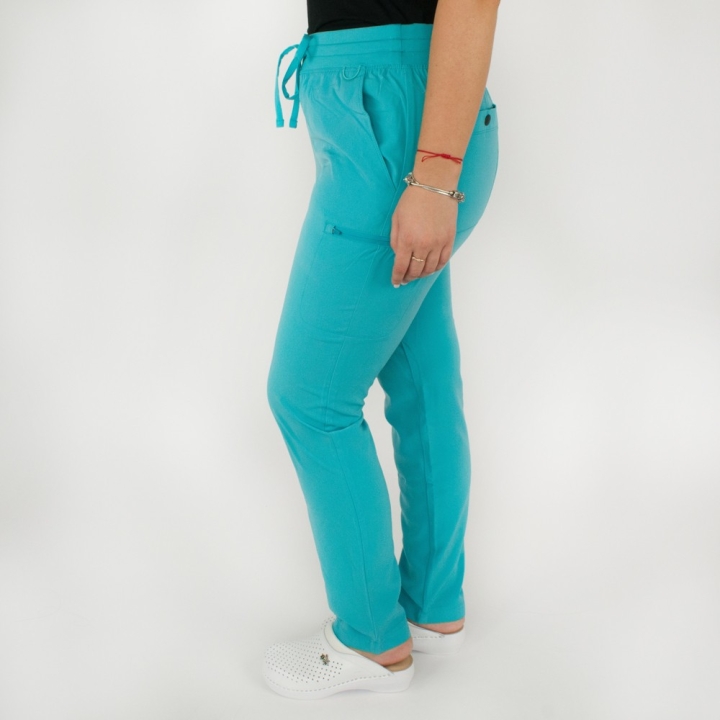 Pantaloni medicali Lotus Flex, stretch, cu snur, sea frost, RTS-SP3 - imagine 3