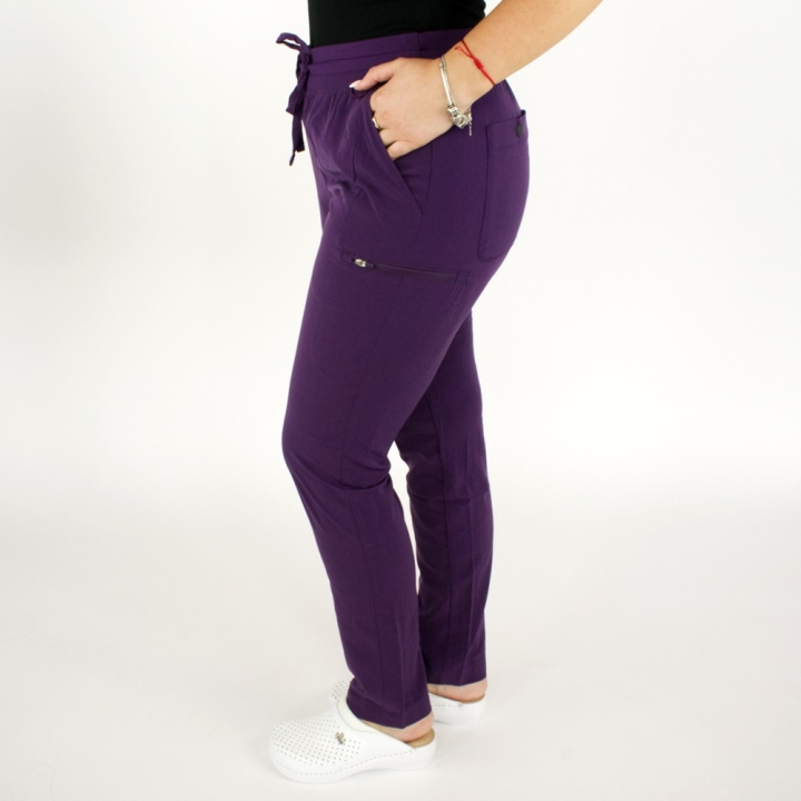 Pantaloni medicali Lotus Flex, stretch, cu snur, wine, RTS-SP3 - imagine 3