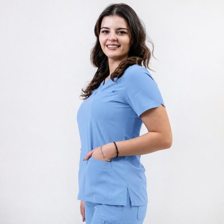 Bluza medicala Lotus Flex, stretch, albastru ciel, TS-NP10 - imagine 1