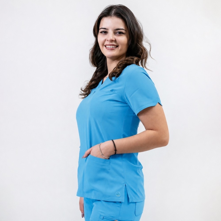 Bluza medicala Lotus Flex, stretch, albastru deschis, TS-NP10 - imagine 2