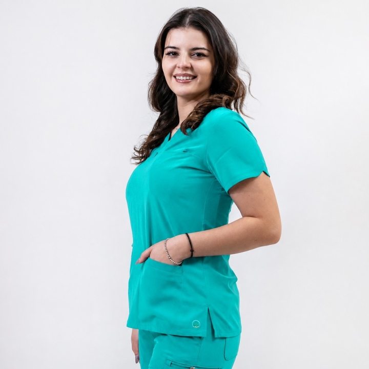 Bluza medicala Lotus Flex, stretch, aqua, RTS-NP10 - imagine 1