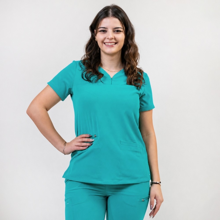 Bluza medicala Lotus Flex, stretch, aqua, RTS-NP10 - imagine 2