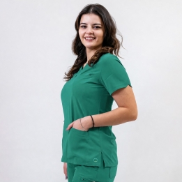 Bluza medicala Lotus Flex, stretch, verde Hunter deschis, RTS-NP10