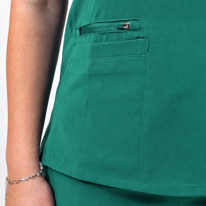 Bluza medicala Lotus Flex, stretch, verde Hunter deschis, RTS-NP10 - imagine 4