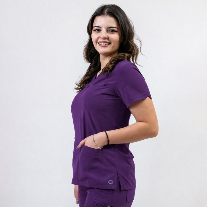 Bluza medicala Lotus Flex, stretch, wine, RTS-NP10 - imagine 2