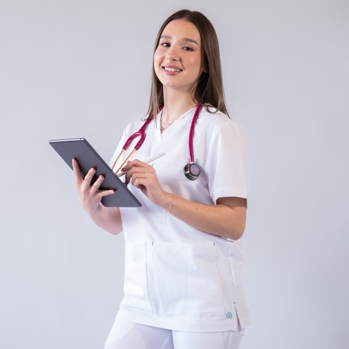 Bluza medicala Lotus Flex, stretch, alb, TS-NP16 - imagine 2