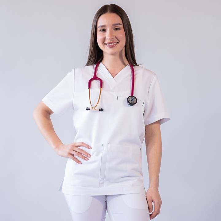 Bluza medicala Lotus Flex, stretch, alb, TS-NP16 - imagine 1