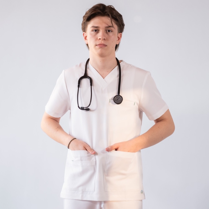 Bluza medicala Lotus Flex, stretch, alb, TS-NP16 - imagine 4
