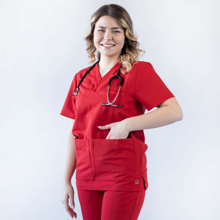 Bluza medicala Lotus Flex, stretch, rosu, TS-NP16 - imagine 3