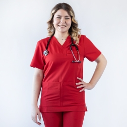 Bluza medicala Lotus Flex, stretch, rosu, TS-NP16