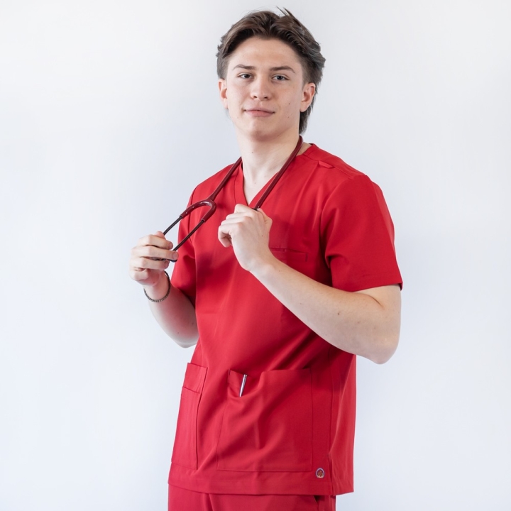 Bluza medicala Lotus Flex, stretch, rosu, TS-NP16 - imagine 5