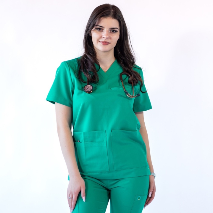Bluza medicala Lotus Flex, stretch, verde chirurgical deschis, TS-NP16 - imagine 1