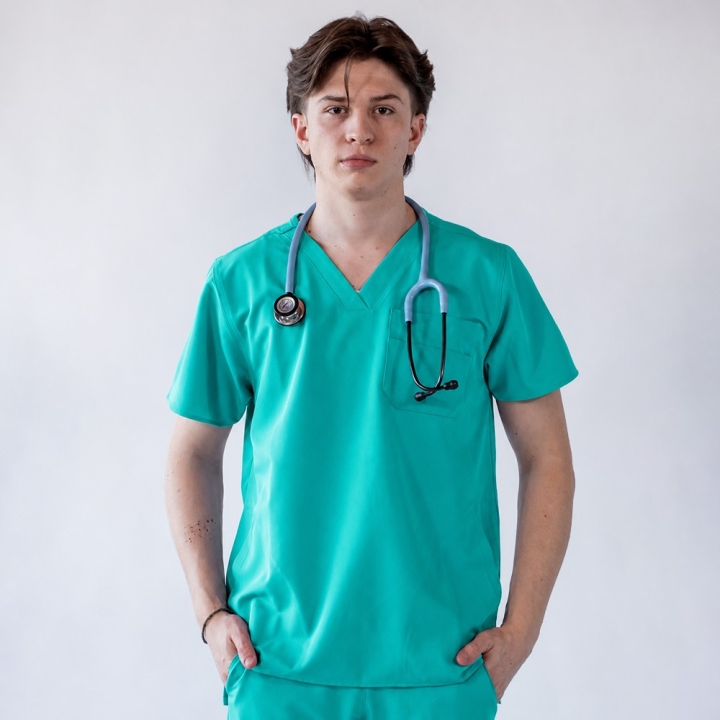 Bluza medicala Lotus Flex, stretch, aqua, RTS-NP23 - imagine 1