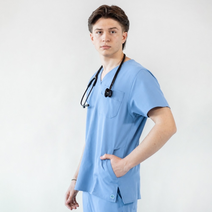 Bluza medicala Lotus Flex, stretch, albastru ciel, TS-NP23 - imagine 2