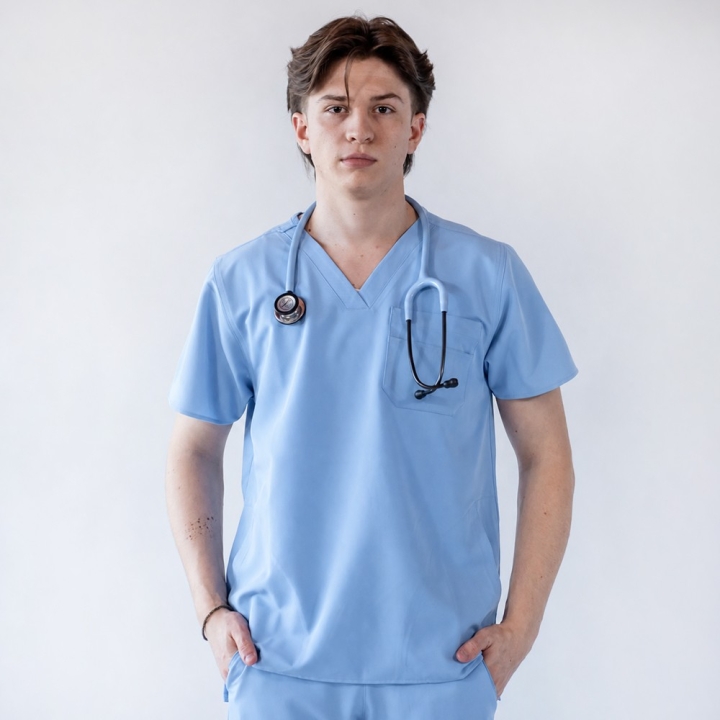 Bluza medicala Lotus Flex, stretch, albastru ciel, TS-NP23 - imagine 1