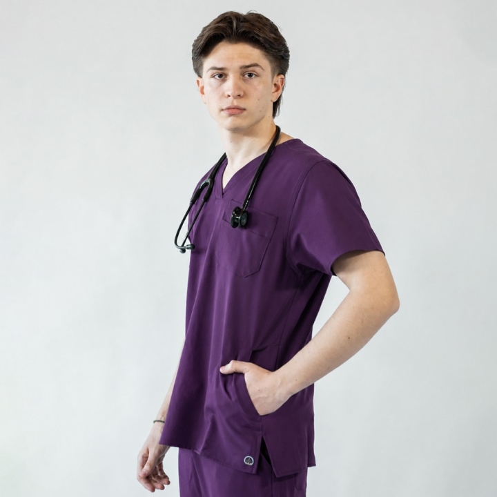 Bluza medicala Lotus Flex, stretch, wine, RTS-NP23 - imagine 2