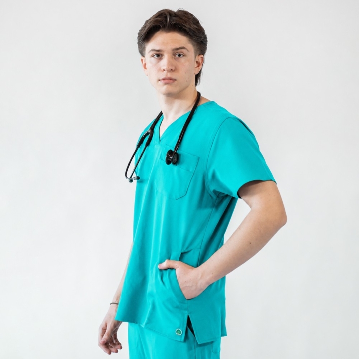 Costum medical Lotus Flex, stretch, aqua, RTS-NP23 RTS-SP6 - imagine 3