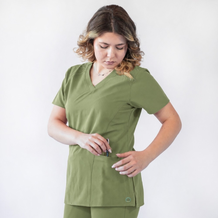Bluza medicala Lotus Flex, stretch, verde olive, RTS-NP24 - imagine 2