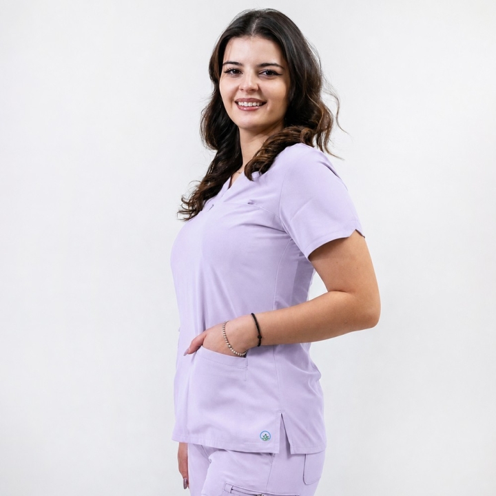 Bluza medicala Lotus Flex, stretch, mov deschis, RTS-NP10 - imagine 2