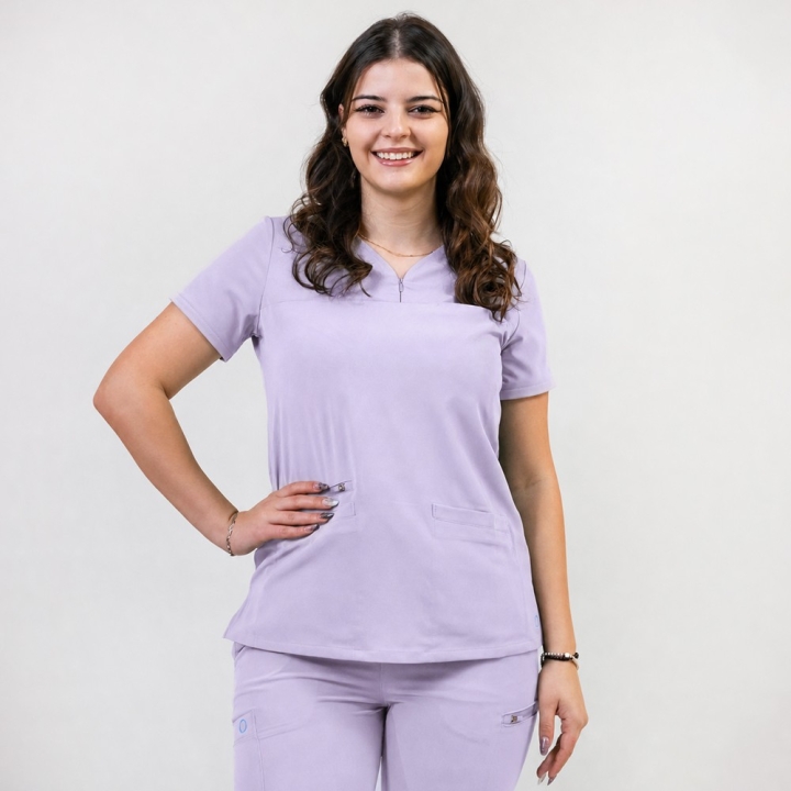 Bluza medicala Lotus Flex, stretch, mov deschis, RTS-NP10 - imagine 1