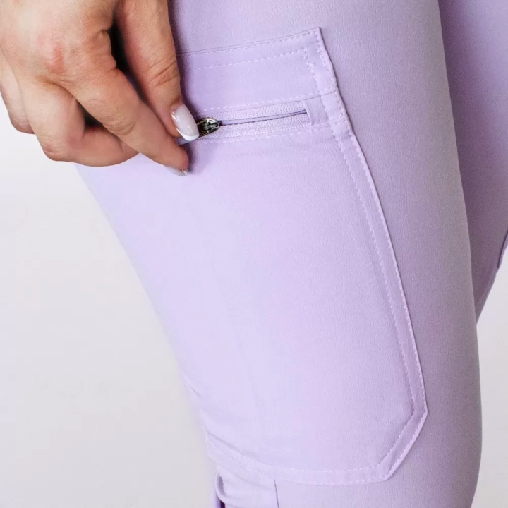 Pantaloni medicali Lotus Flex, stretch, cu elastic si snur, mov deschis, RTS-SP6 - imagine 3