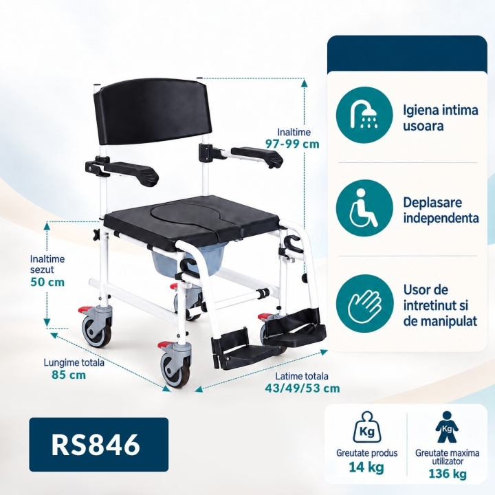 Carucior cu roti pentru baie si toaleta - RS846 - imagine 2