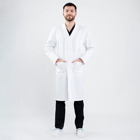 Halat medical alb cu rever...