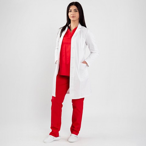 Halat medical alb cu rever...